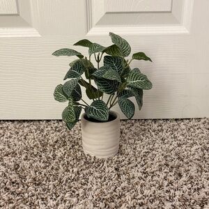 Green Faux Plant in White Pot